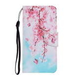 For Xiaomi Redmi 10 Coloured Drawing Pattern Leather Phone Case(Cherry Blossoms)