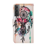 For Samsung Galaxy S22+ 5G Coloured Drawing Pattern Leather Phone Case(Wind Chimes)
