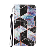 For Samsung Galaxy S22+ 5G Coloured Drawing Pattern Leather Phone Case(Black Marble)