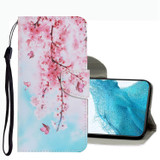 For Samsung Galaxy S22+ 5G Coloured Drawing Pattern Leather Phone Case(Cherry Blossoms)