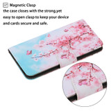 For Samsung Galaxy S22+ 5G Coloured Drawing Pattern Leather Phone Case(Cherry Blossoms)