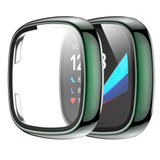 For Fitbit Versa 3 / Fitbit Sense Electroplated PC +Tempered Glass Watch Case(Green)
