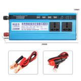 Carmaer 12V to 220V 2200W Three Socket Car Double Digital Display Inverter Household Power Converter