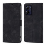For Realme 10 5G Skin-feel Embossed Leather Phone Case(Black)