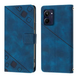 For Realme 10 5G Skin-feel Embossed Leather Phone Case(Blue)