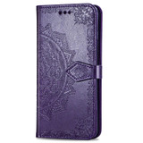 For  Alcatel 1S (2020) Embossed Mandala Pattern TPU + PU Horizontal Flip Leather Case with Holder & Three Card Slots & Wallet(Purple)