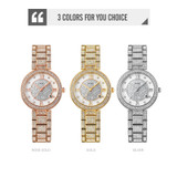 SKMEI 1739 Diamond Roman Numerals Round Dial Quartz Watch for Ladies(Rose Gold)