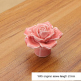 4 PCS 41mm Rose Shape Modern Literary Color Glazed Ceramic Cabinet Drawer Handle(Pink)