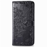 For  Alcatel 1S (2020) Embossed Mandala Pattern TPU + PU Horizontal Flip Leather Case with Holder & Three Card Slots & Wallet(Black)
