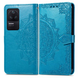 For Xiaomi Redmi K40S Mandala Flower Embossed Leather Phone Case(Blue)