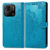 For Xiaomi Redmi 10A Mandala Flower Embossed Leather Phone Case(Blue)