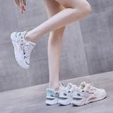 811-1 Spring Breathable Casual Shoes Leather-paneled Mesh Ladies Sports Shoes, Size: 39(White Blue)