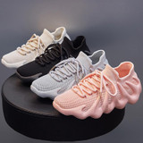 450 Summer Breathable Sock Shoes Fly Woven Comfortable Casual Shoes, Size: 35(Beige)