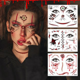 Halloween Scar Waterproof Tattoo Sticker Simulated Face Horror Stickers, Pattern: RM-042