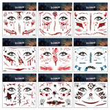 Halloween Scar Waterproof Tattoo Sticker Simulated Face Horror Stickers, Pattern: RM-037