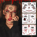 Halloween Scar Waterproof Tattoo Sticker Simulated Face Horror Stickers, Pattern: RM-045