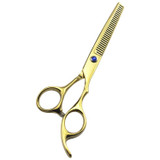 Professional Hair Cutting Scissor Hairdressing Kit Thinning Scissors Barber(Gold ThinningSXLC-605T))