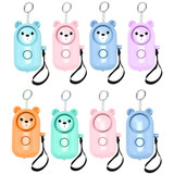 130dB LED Personal Alarm Pull Ring Outdoor Self-defense Products, Specification: Bear Style (Blue)