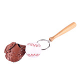 Sporty Baseball & Bat & Gloves Keychain