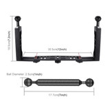 PULUZ Dual Handle Aluminium Tray Stabilizer with 4 x Dual Ball Aluminum Alloy Clamp & 2 x 7 inch Floating Arm & 2 x Ball Head Adapter for Underwater Camera Housings