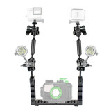 PULUZ Dual Handle Aluminium Tray Stabilizer with 4 x Dual Ball Aluminum Alloy Clamp & 2 x 7 inch Floating Arm & 2 x Ball Head Adapter for Underwater Camera Housings