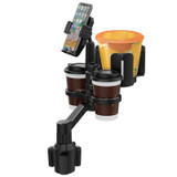D04 Wth 2 Coffee Cup Car Cup Holder Adjustable Rotating Cell Phone Car Mount Holder(Green)