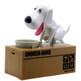 Creative Cartoon Edacious Puppy Automatic Money Eating Coin Saving Box, White Dog