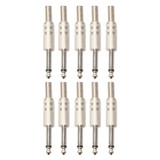 10 PCS 2 Pin 6.5mm Plug Zinc Alloy Welded Type Audio Connector 6.35 Audio Plug