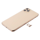 Battery Back Cover Assembly (with Side Keys & Power Button + Volume Button Flex Cable & Wireless Charging Module & Motor & Charging Port & Speaker Ringer Buzzer & Card Tray & Camera Lens Cover) for iPhone 11 Pro(Gold)