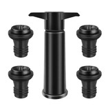 Red Wine Vacuum Pump Freshener Silicone Wine Stopper Set, Specification:Black Pump 4-stopper Box