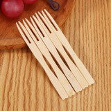100pcs /Can Bamboo Fruit Stick Disposable Two Tines Dessert Fork For Home Use