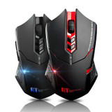 ET X-08 7-keys 2400DPI 2.4G Wireless Mute Gaming Mouse with USB Receiver & Colorful Backlight (Black)