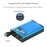 Waveshare Solar Power Manager, Embedded 10000mAh Li-Po Battery, Support 6V~24V Solar Panels (Black)