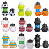 Outdoor Sports Anti-fall Water Bottle Portable Leak-proof Silicone Folding Cup, Shape: Football(550ml)
