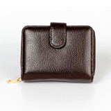 KB192 Buckle Zipper Cowhide Leather Organ Shape Multiple Card Slots Anti-magnetic RFID Wallet Clutch Bag for Men(Coffee)