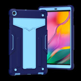 For Samsung Galaxy Tab A8.4 (2020) T307 T-shaped Bracket Contrast Color Shockproof PC + Silicone Flat Protective Case(Navy+Blue)