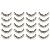 10 Pairs M14 Criss-Cross Cotton Stem Natural Makeup Lashes Charming Long Thick Black False Eyelashes