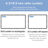 Folding Milk Silk Polyester Projector Film Curtain, Size:150 inch (16:9) Projection Area: 332 x 187cm