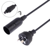 E14 Wire Cap Lamp Holder Chandelier Power Socket with 1.2m Extension Cable, AU Plug(Black)