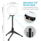 PULUZ 4.7 inch 12cm Ring Light + Desktop Tripod Selfie Stick Mount USB White Light LED Ring Selfie Beauty Vlogging Photography Video Lights Kits(Black)