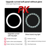 PULUZ 7.9 inch 20cm USB RGB Light+ 1.1m Tripod Mount Dimmable LED Dual Color Temperature LED Curved Light Ring Vlogging Selfie Photography Video Lights with Phone Clamp(Black)