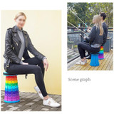 Outdoor Folding Telescopic Stool Portable Fishing Chair(Rainbow)