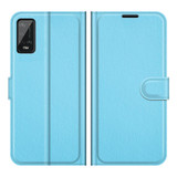 For Wiko Power U20 Litchi Texture Horizontal Flip Protective Case with Holder & Card Slots & Wallet(Blue)