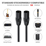 JUNSUNMAY XLR Male to Male Mic Cord 3 Pin Audio Cable Balanced Shielded Cable, Length:20m