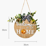 Stereoscopic DIY Home Wooden Round Welcome Door Sign Pendant Wreaths Wall Hanging Decor