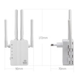 5G/2.4G 1200Mbps WiFi Range Extender WiFi Repeater With 2 Ethernet Ports EU Plug White 