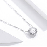 Platinum Plated Zircon Necklace S925 Sterling Silver Simple Female Necklace