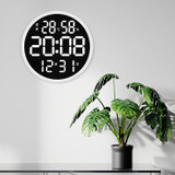 6620 12 Inch LED Simple Wall Clock Living Room Round Silent Digital Temperature And Humidity Electronic Clock(White Frame EU Plug)