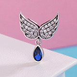 S925 Sterling Silver Blue Wings Drop Shaped Loose Beads DIY Bracelet Accessories