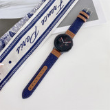 22mm Denim Leather Watch Band(Dark Blue)